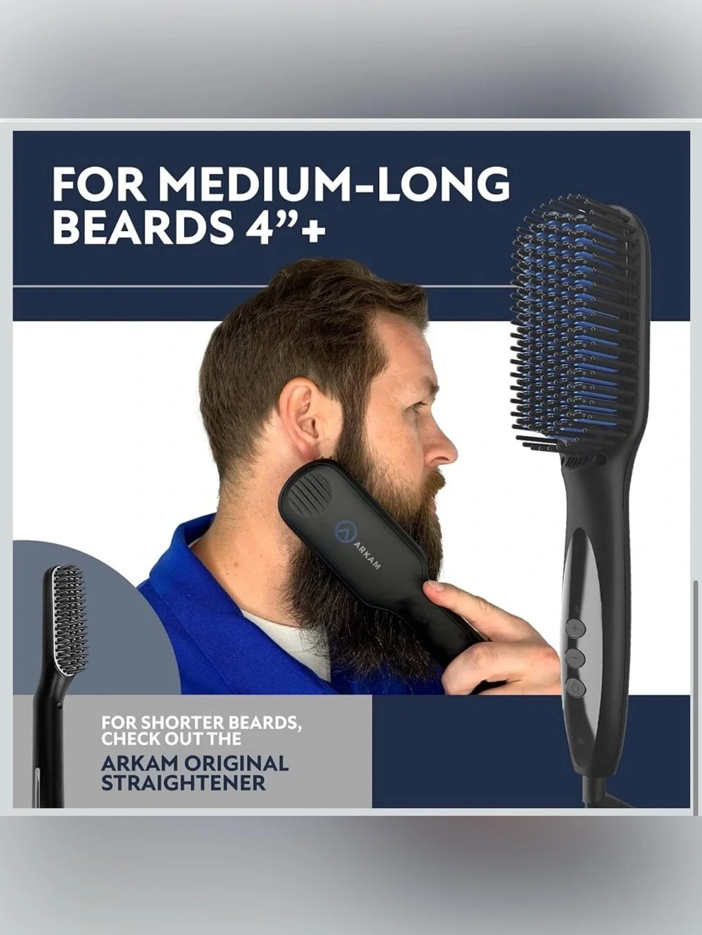 Arkam Beard Straightner for Men | Premium Heated Brush Kit w/Anti Scald Feature